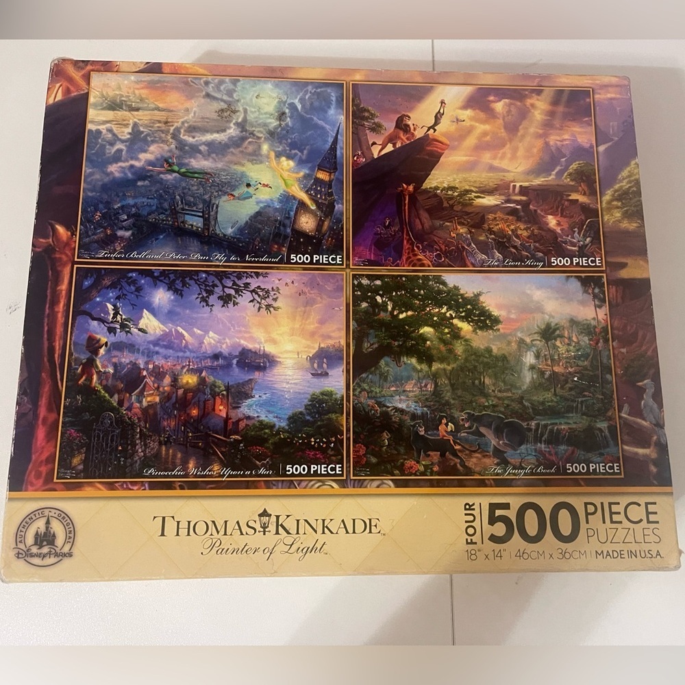 DISNEY PARKS Thomas Kinkade Painter of Light Disney Parks "4-in-1" Puzzle